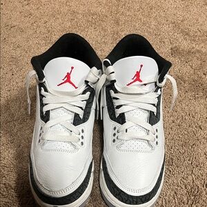 Jordan Kids White and Black Sneakers with Red Accent